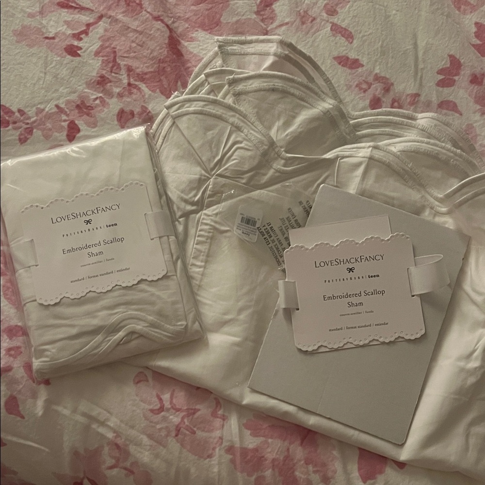 LoveShackFancy White Embroidered Pillow Shams set of 2